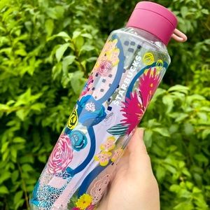 HAWAII EXCLUSIVE! Starbucks 2021 Floral Plastic Light Weighted Water Bottle 24oz